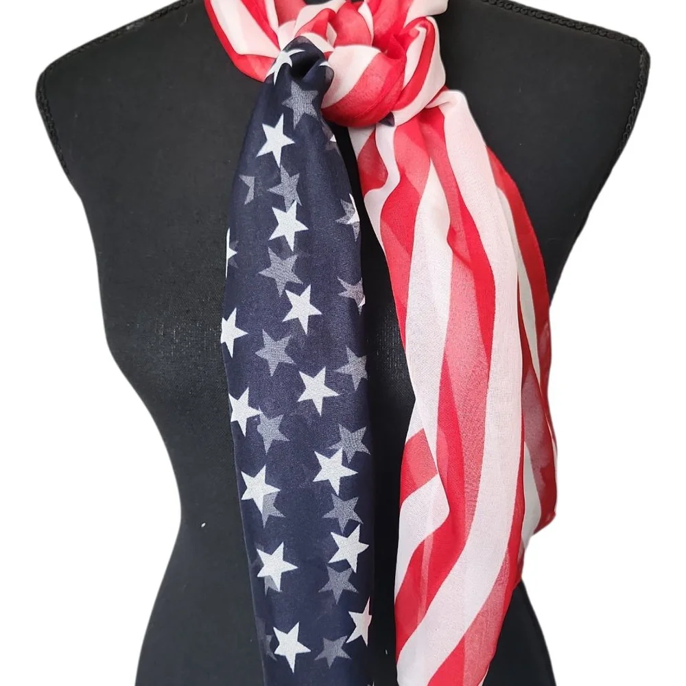 American Flag Scarf One Size Red Blue